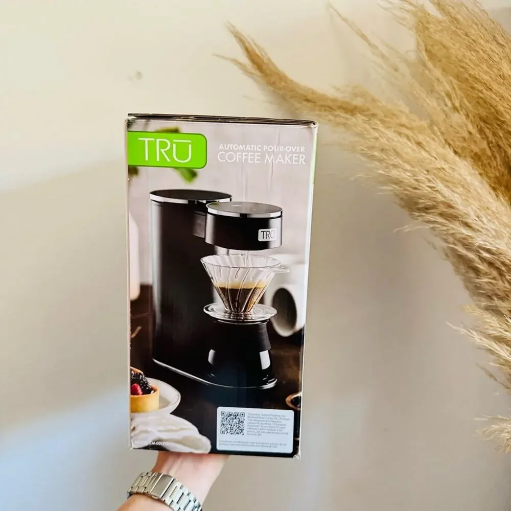NEW TRU Black Automatic Pour Over Coffee Maker Digital Touch Screen Machine